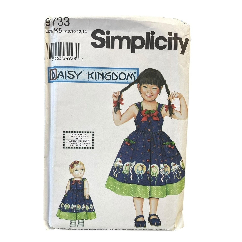 Simplicity 9733 Child's & Doll Dress K5 7 8 10 12 14 Daisy Kingdom‎